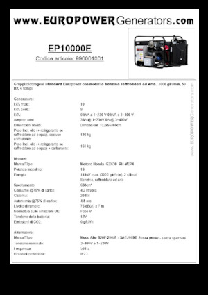 Benzine Generatoren Europower EP10000E (MA)