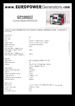 Benzine Generatoren Europower EP10000T (S)