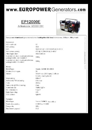 Benzine Generatoren Europower EP12000E (S)