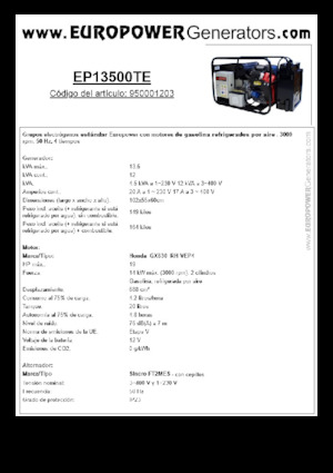 Benzine Generatoren Europower EP13500TE (S)