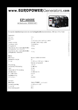 Benzine Generatoren Europower EP14000E (S)