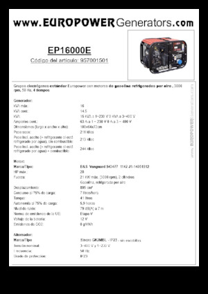 Benzine Generatoren Europower EP16000E (S)