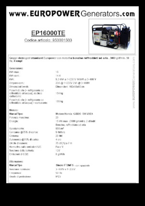 Benzine Generatoren Europower EP16000TE (S)
