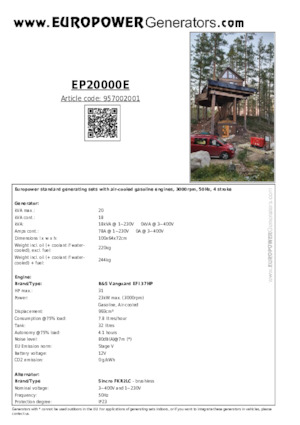 Benzine Generatoren Europower EP20000E (S)