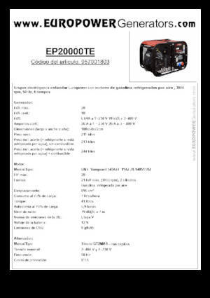 Benzine Generatoren Europower EP20000TE (S)