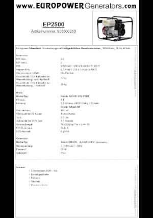 Benzine Generatoren Europower EP2500 (S)