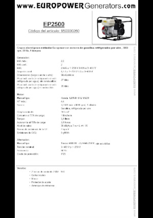 Benzine Generatoren Europower EP2500 (S)