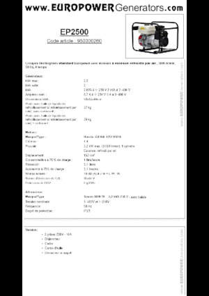 Benzine Generatoren Europower EP2500 (S)
