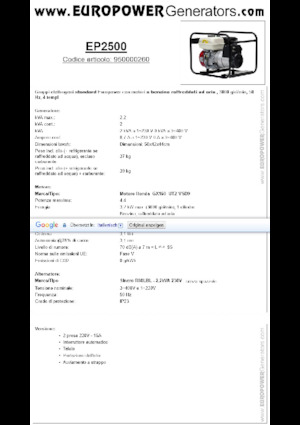 Benzine Generatoren Europower EP2500 (S)