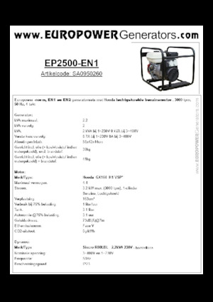 Benzine Generatoren Europower EP2500-EN1 (S)