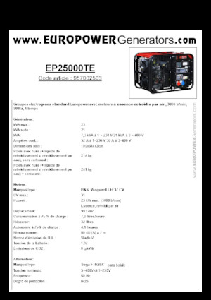 Benzine Generatoren Europower EP25000TE (S)