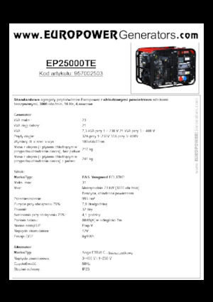 Benzine Generatoren Europower EP25000TE (S)