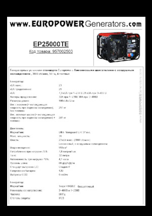 Benzine Generatoren Europower EP25000TE (S)