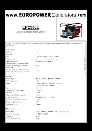 Benzine Generatoren Europower EP2500E (S)