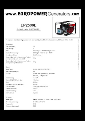 Benzine Generatoren Europower EP2500E (S)