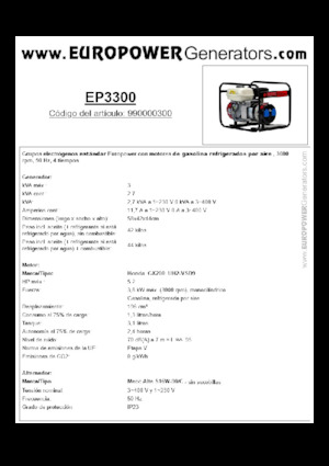 Benzine Generatoren Europower EP3300 (MA)