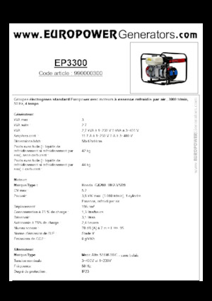 Benzine Generatoren Europower EP3300 (MA)