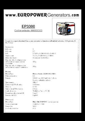 Benzine Generatoren Europower EP3300 (MA)