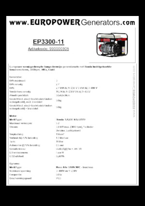 Benzine Generatoren Europower EP3300-11 (MA)