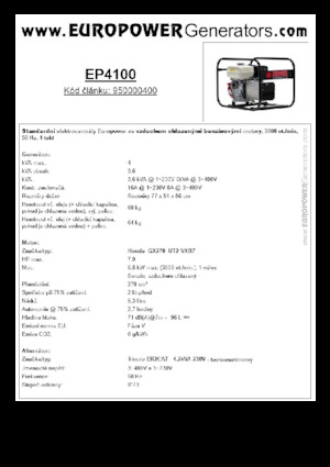 Benzine Generatoren Europower EP4100 (S)