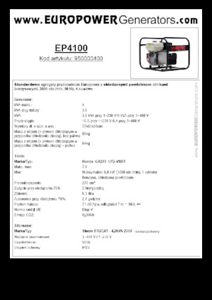 Benzine Generatoren Europower EP4100 (S)