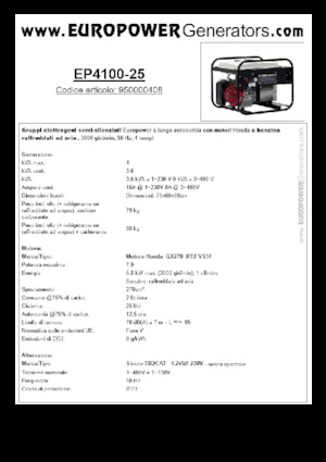 Benzine Generatoren Europower EP4100-25 (S)