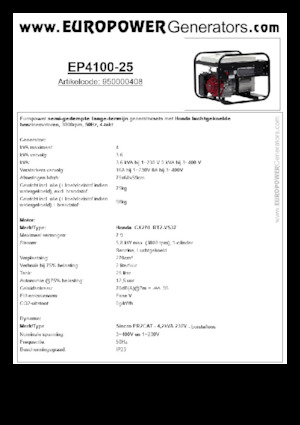 Benzine Generatoren Europower EP4100-25 (S)