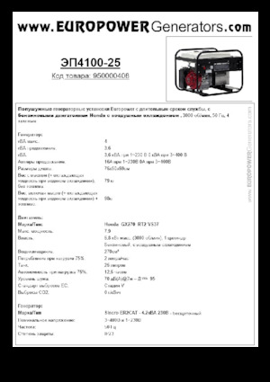 Benzine Generatoren Europower EP4100-25 (S)