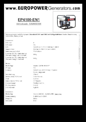 Benzine Generatoren Europower EP4100-EN1 (S)