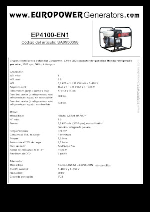 Benzine Generatoren Europower EP4100-EN1 (S)