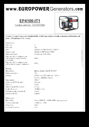 Benzine Generatoren Europower EP4100-EN1 (S)