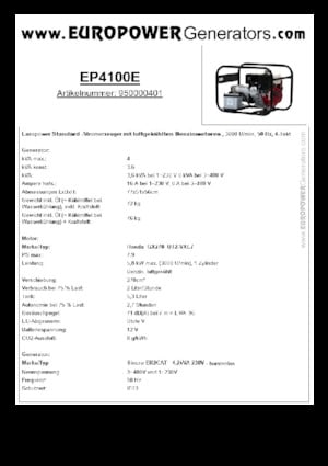 Benzine Generatoren Europower EP4100E (S)