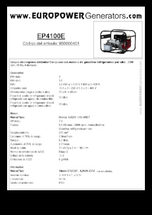 Benzine Generatoren Europower EP4100E (S)