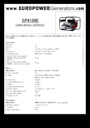 Benzine Generatoren Europower EP4100E (S)