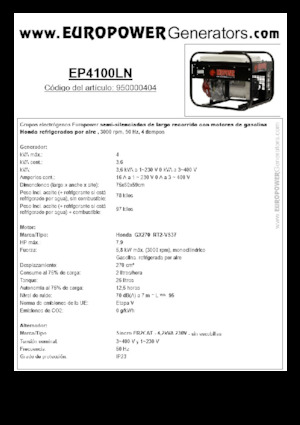 Benzine Generatoren Europower EP4100LN (S)