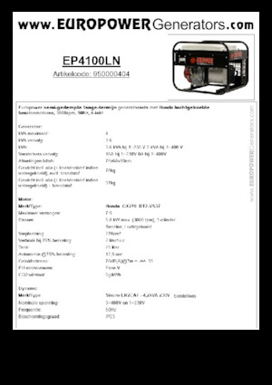 Benzine Generatoren Europower EP4100LN (S)