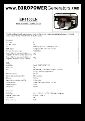 Benzine Generatoren Europower EP4100LN (S)