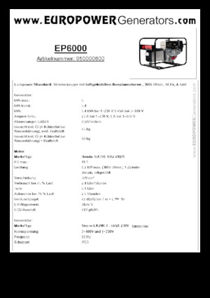 Benzine Generatoren Europower EP6000 (S)