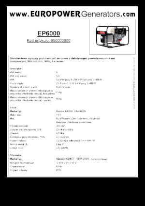 Benzine Generatoren Europower EP6000 (S)