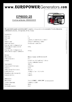 Benzine Generatoren Europower EP6000-25 (S)