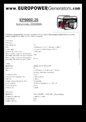 Benzine Generatoren Europower EP6000-25 (S)