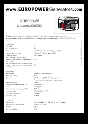 Benzine Generatoren Europower EP6000-25 (S)