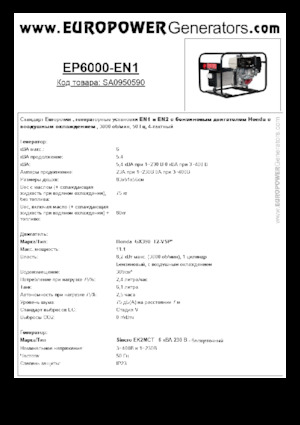 Benzine Generatoren Europower EP6000 EN1 (S)