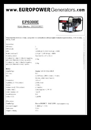 Benzine Generatoren Europower EP6000E (S)