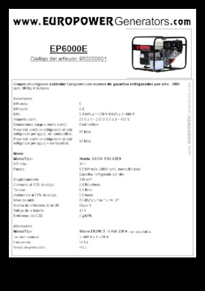 Benzine Generatoren Europower EP6000E (S)