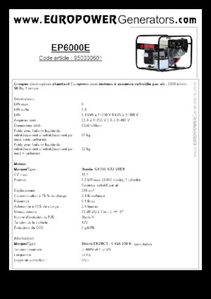 Benzine Generatoren Europower EP6000E (S)