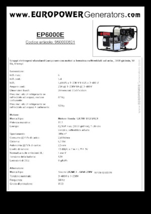 Benzine Generatoren Europower EP6000E (S)