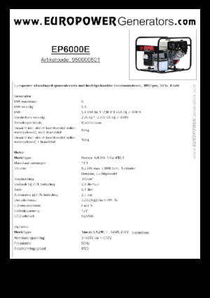 Benzine Generatoren Europower EP6000E (S)
