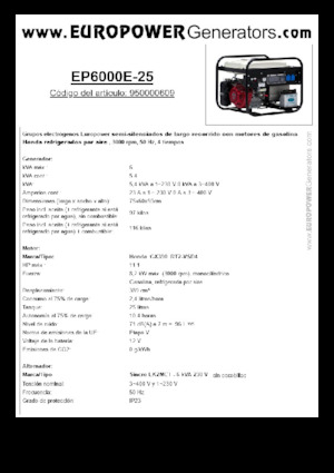 Benzine Generatoren Europower EP6000E-25 (S)