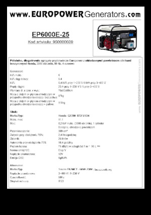 Benzine Generatoren Europower EP6000E-25 (S)
